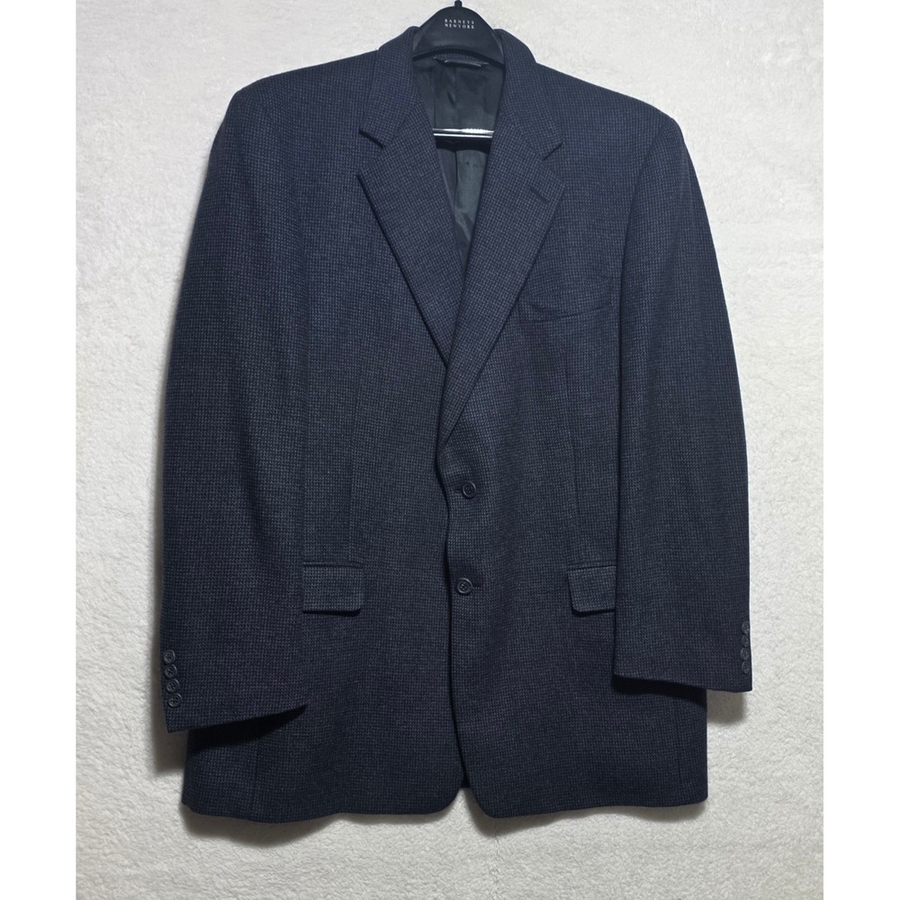 Gieves & Hawkes 44L Wool Cashmere Blazer Navy Micro Houndstooth Claridge Coat